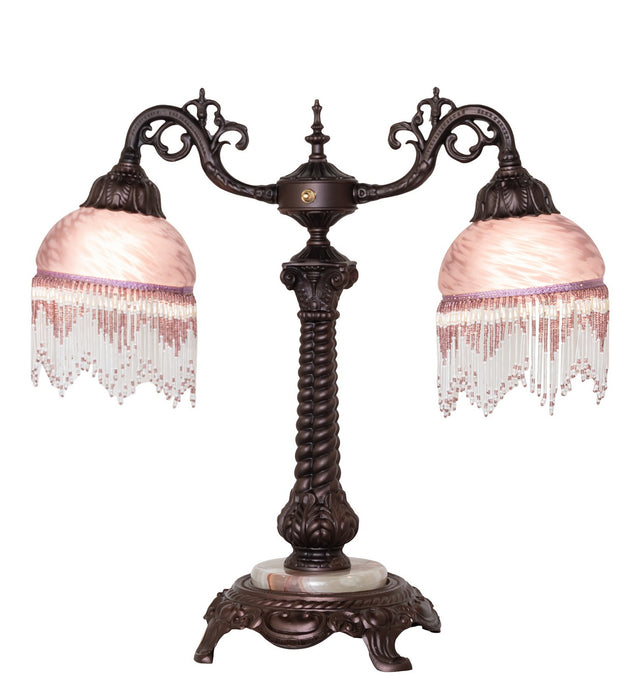 Meyda Tiffany 18250 Two Light Table Lamp, Mahogany Bronze