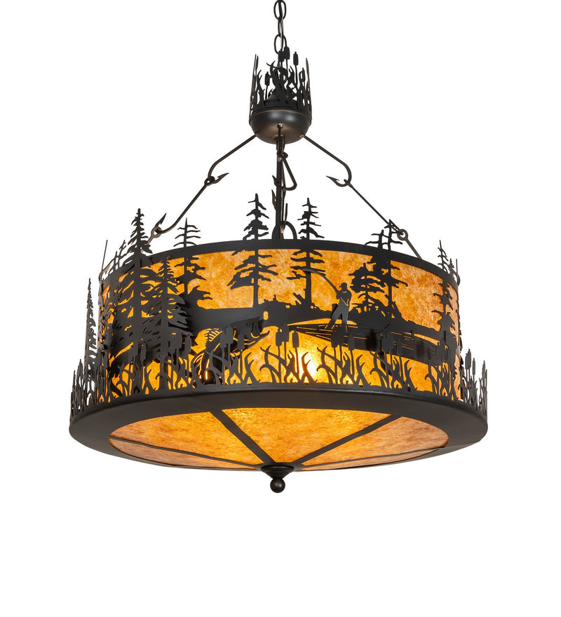 Meyda Tiffany 268652 Four Light Pendant, Solar Black