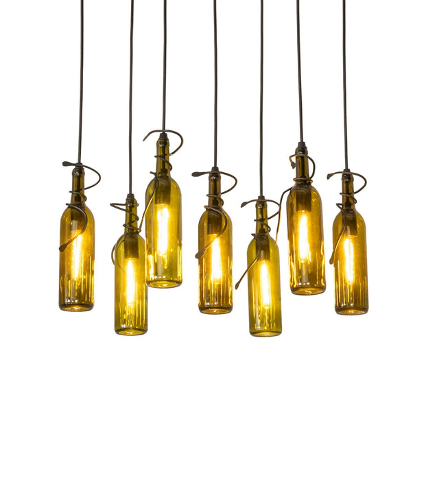 Meyda Tiffany 269089 Seven Light Pendant, Satin Clear/Textured Black