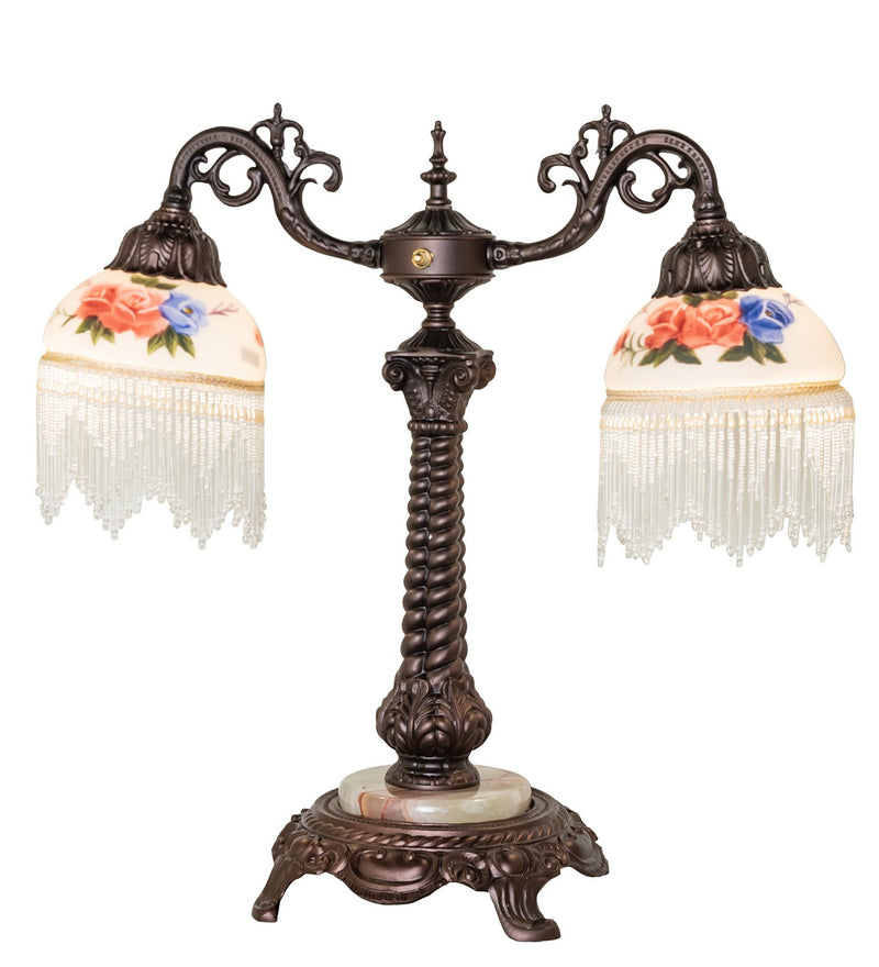 Meyda Tiffany 271968 Two Light Table Lamp, Mahogany Bronze
