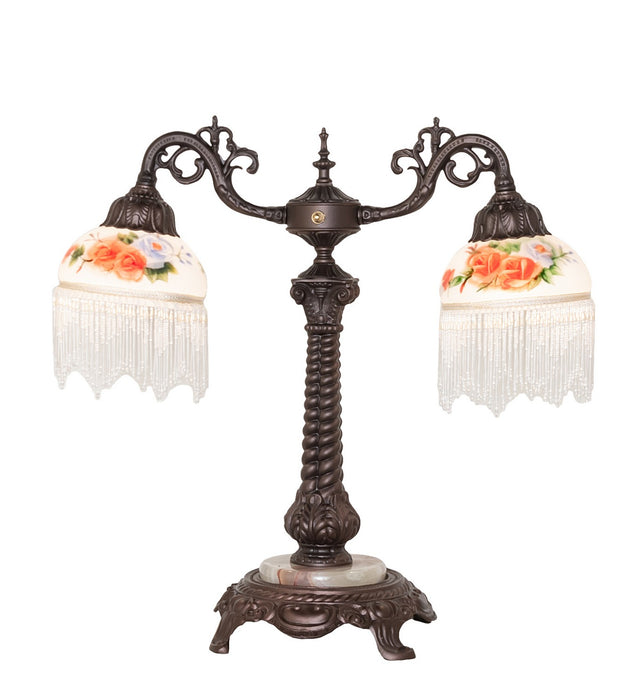 Meyda Tiffany 271969 Two Light Table Lamp, Mahogany Bronze