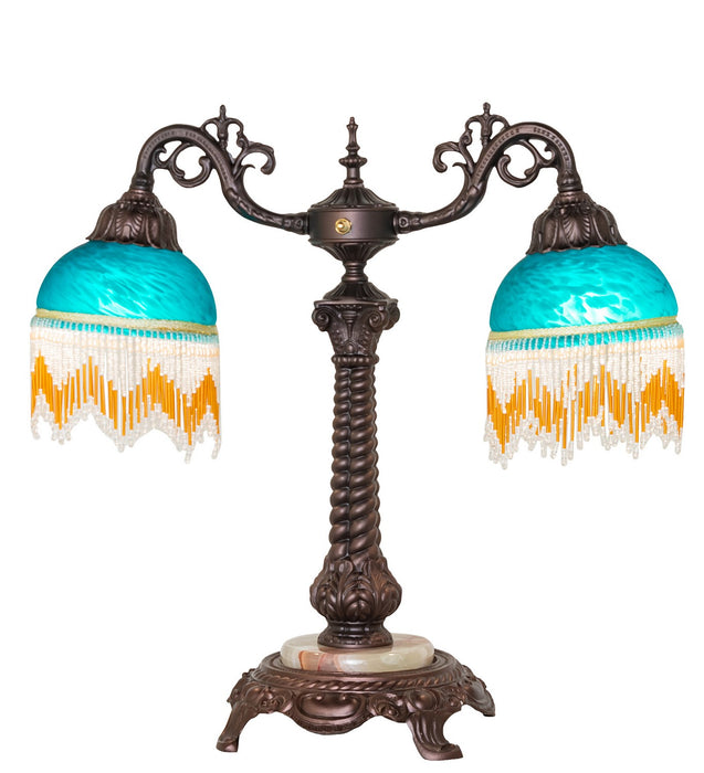 Meyda Tiffany 271970 Two Light Table Lamp, Mahogany Bronze
