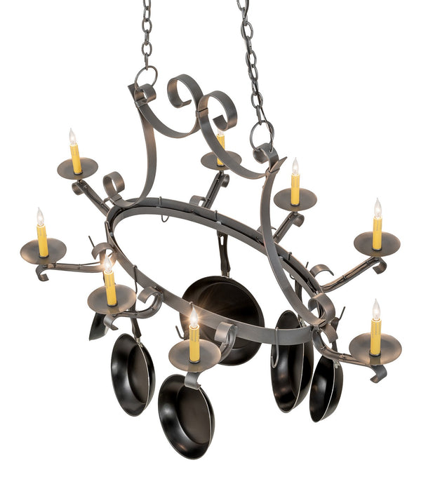Meyda Tiffany 271988 Eight Light Pot Rack, Blackened Pewter