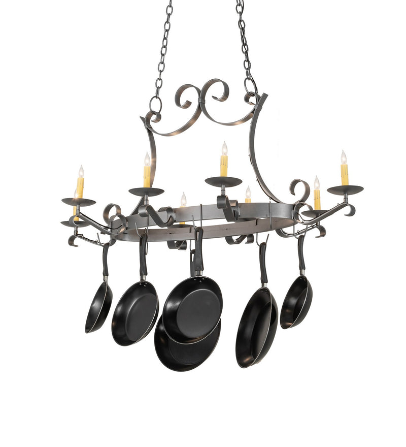 Meyda Tiffany 271988 Eight Light Pot Rack, Blackened Pewter