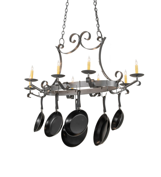 Meyda Tiffany 271988 Eight Light Pot Rack, Blackened Pewter