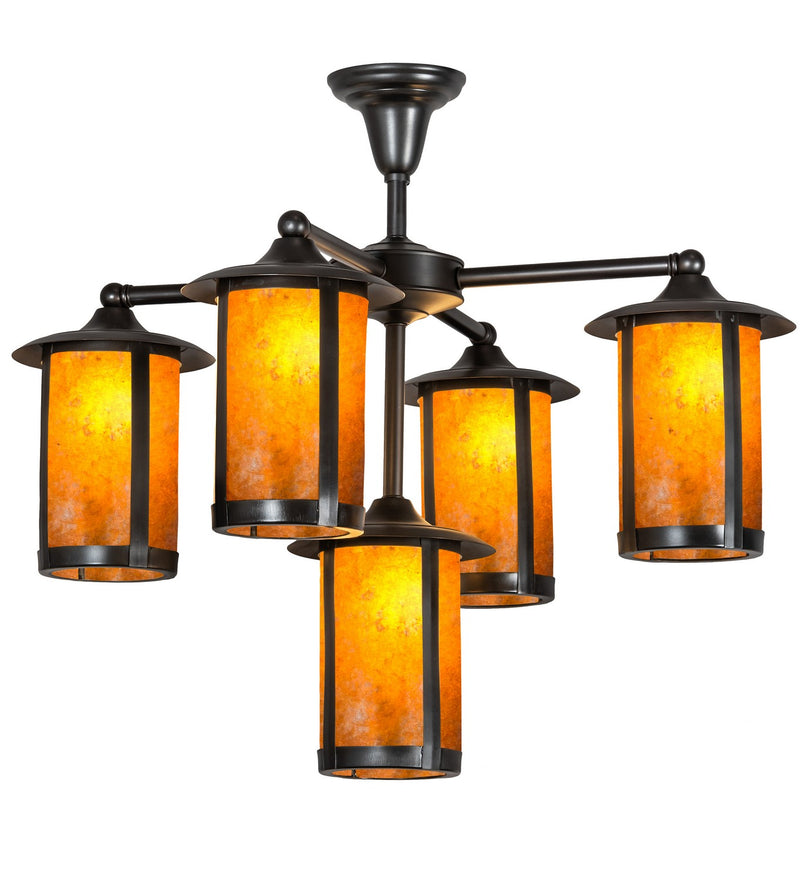 Meyda Tiffany 59252 Five Light Chandelier, Craftsman Brown