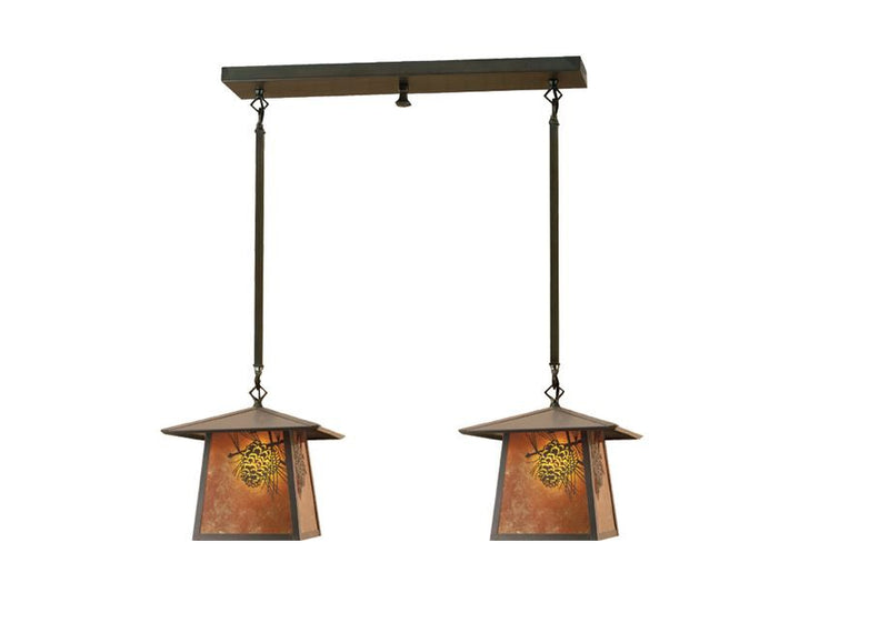 Meyda Tiffany 62349 Two Light Island Pendant, Transparent Brass