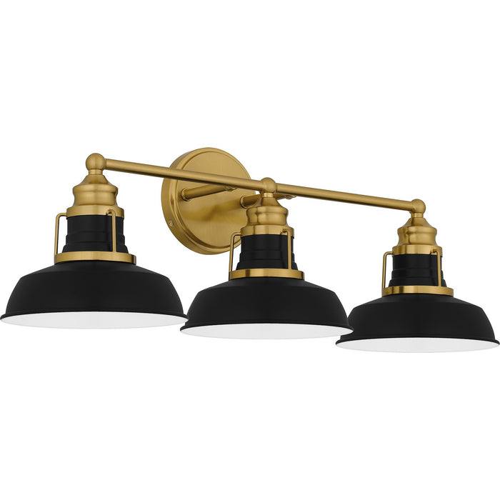 Quoizel HUX8625AB Three Light Bath, Aged Brass