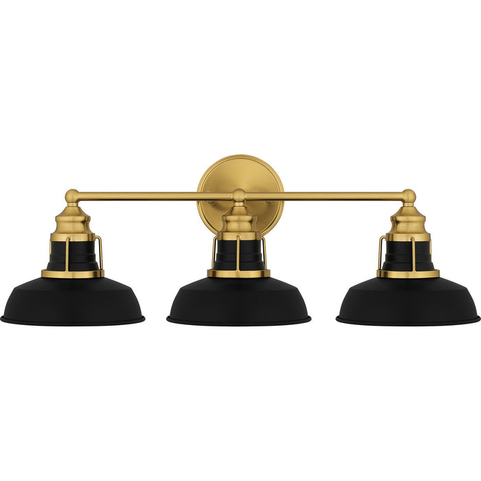 Quoizel HUX8625AB Three Light Bath, Aged Brass