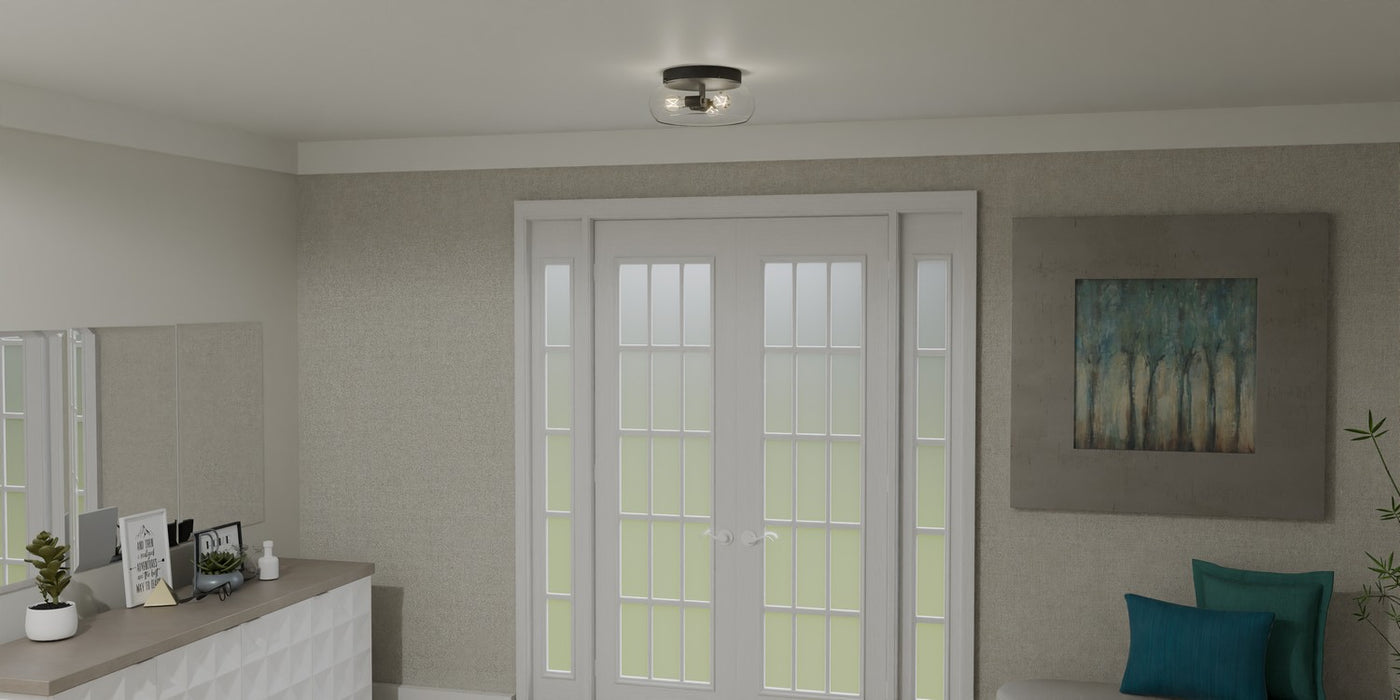 Quoizel LCY1614MBK Three Light Flush Mount, Matte Black