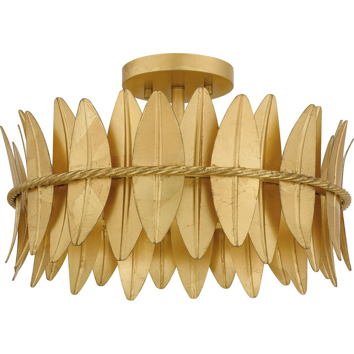 Quoizel LIZ1716GFL Three Light Semi Flush Mount, Gold Leaf