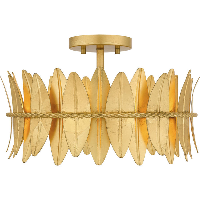 Quoizel LIZ1716GFL Three Light Semi Flush Mount, Gold Leaf