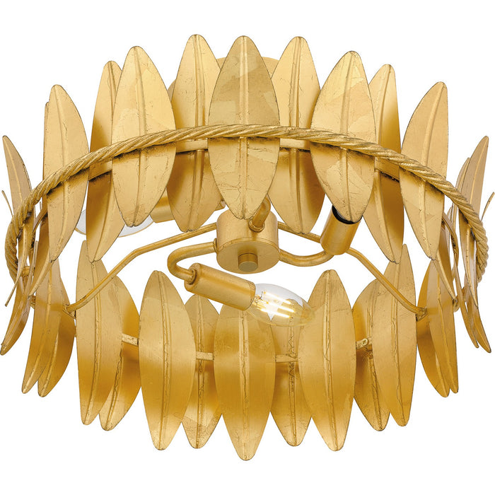 Quoizel LIZ1716GFL Three Light Semi Flush Mount, Gold Leaf
