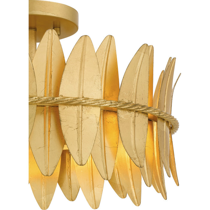 Quoizel LIZ1716GFL Three Light Semi Flush Mount, Gold Leaf