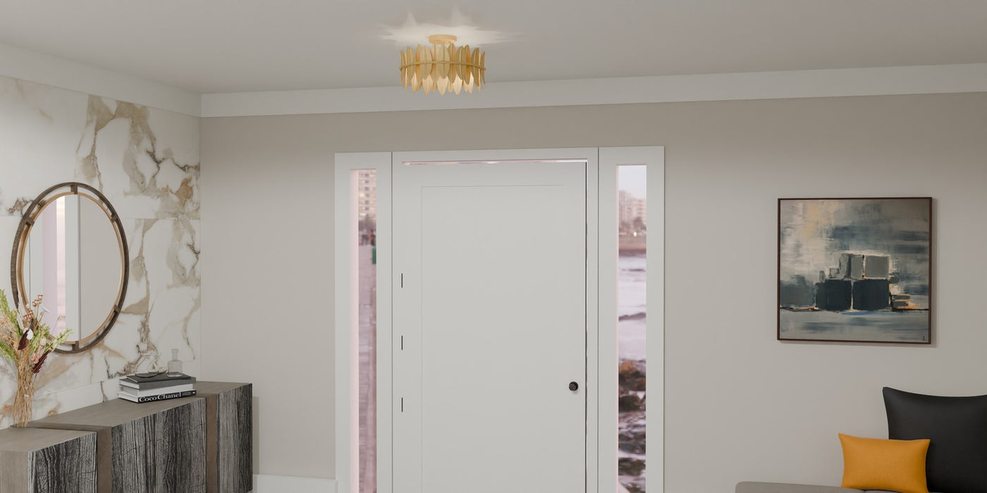 Quoizel LIZ1716GFL Three Light Semi Flush Mount, Gold Leaf