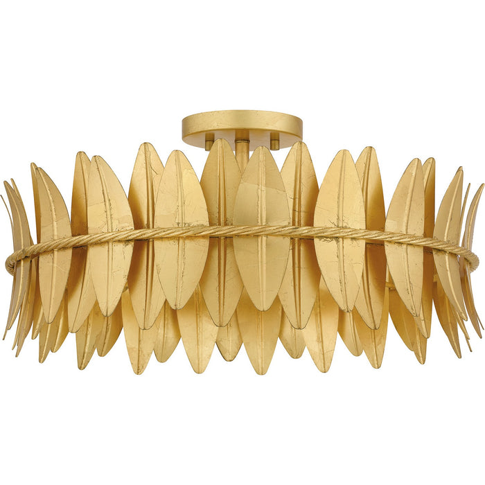 Quoizel LIZ1720GFL Four Light Semi Flush Mount, Gold Leaf