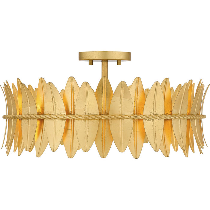 Quoizel LIZ1720GFL Four Light Semi Flush Mount, Gold Leaf