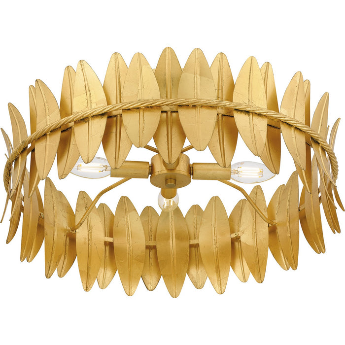 Quoizel LIZ1720GFL Four Light Semi Flush Mount, Gold Leaf