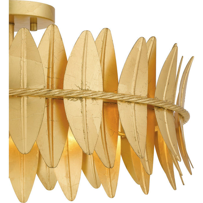 Quoizel LIZ1720GFL Four Light Semi Flush Mount, Gold Leaf