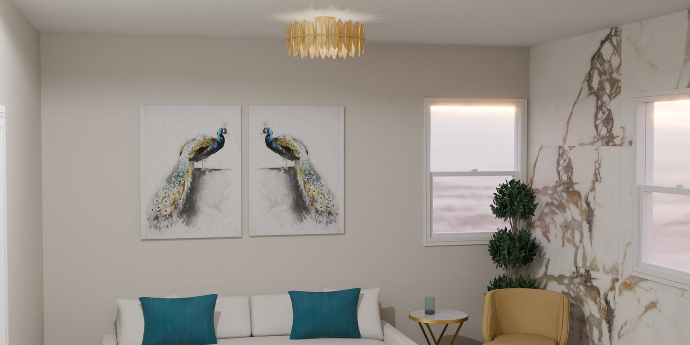 Quoizel LIZ1720GFL Four Light Semi Flush Mount, Gold Leaf