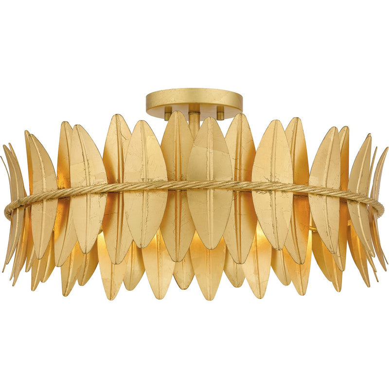 Quoizel LIZ1720GFL Four Light Semi Flush Mount, Gold Leaf