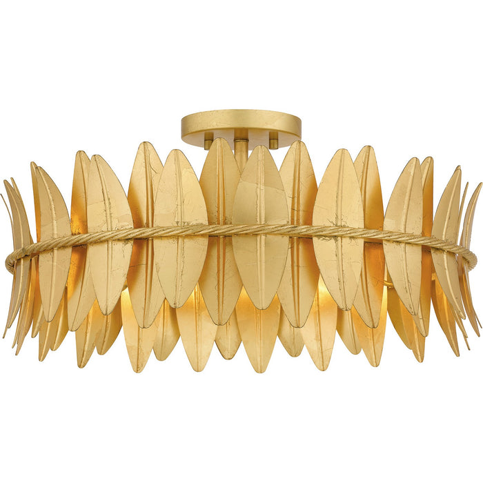 Quoizel LIZ1720GFL Four Light Semi Flush Mount, Gold Leaf