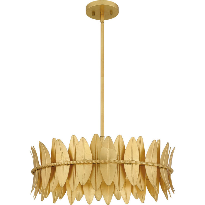 Quoizel LIZ2820GFL Four Light Pendant, Gold Leaf