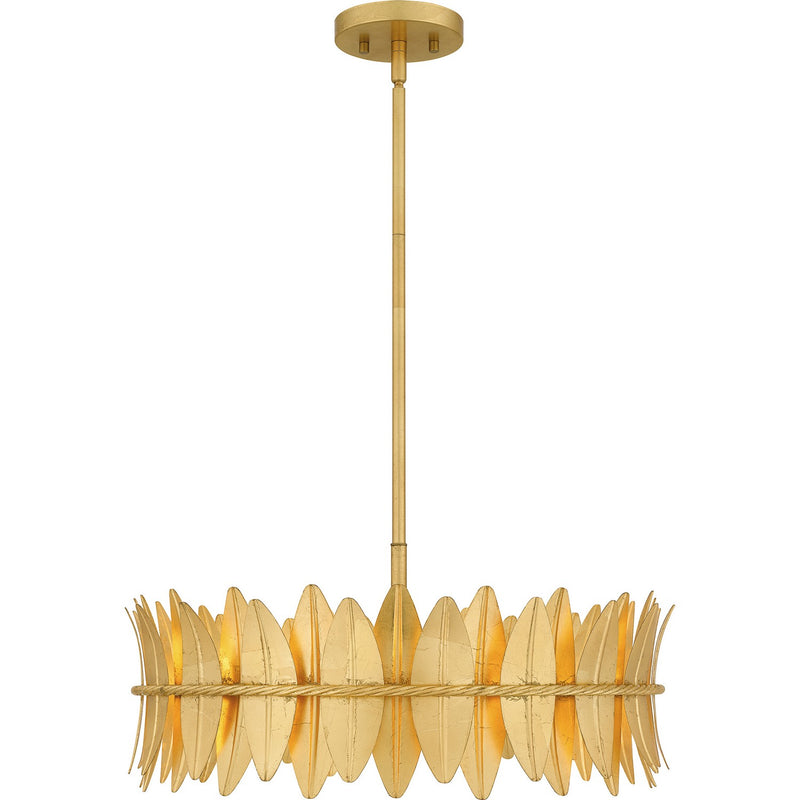 Quoizel LIZ2820GFL Four Light Pendant, Gold Leaf