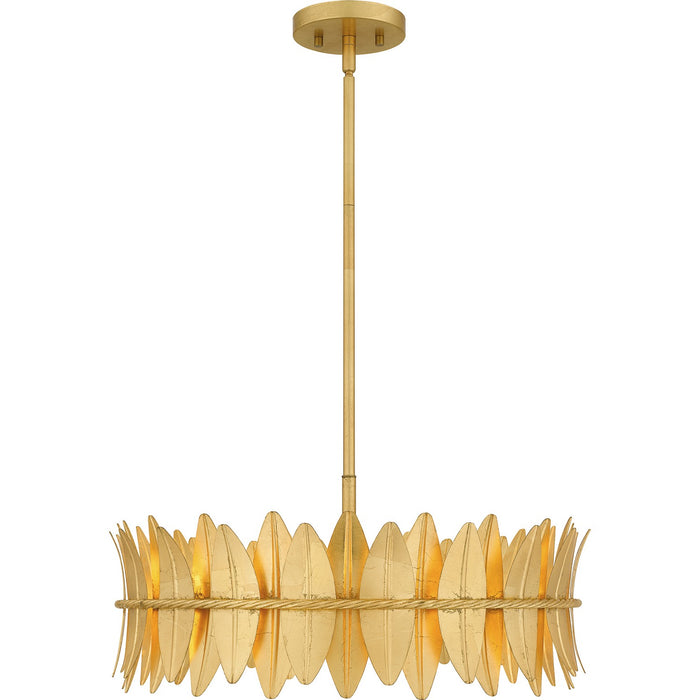 Quoizel LIZ2820GFL Four Light Pendant, Gold Leaf