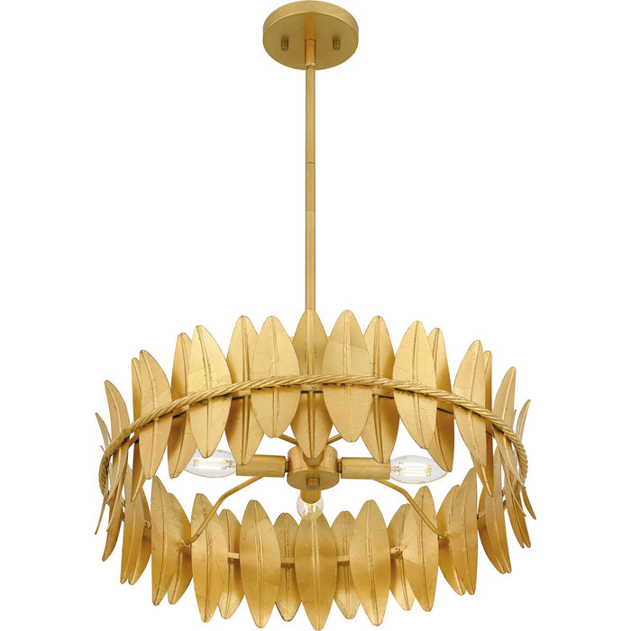 Quoizel LIZ2820GFL Four Light Pendant, Gold Leaf