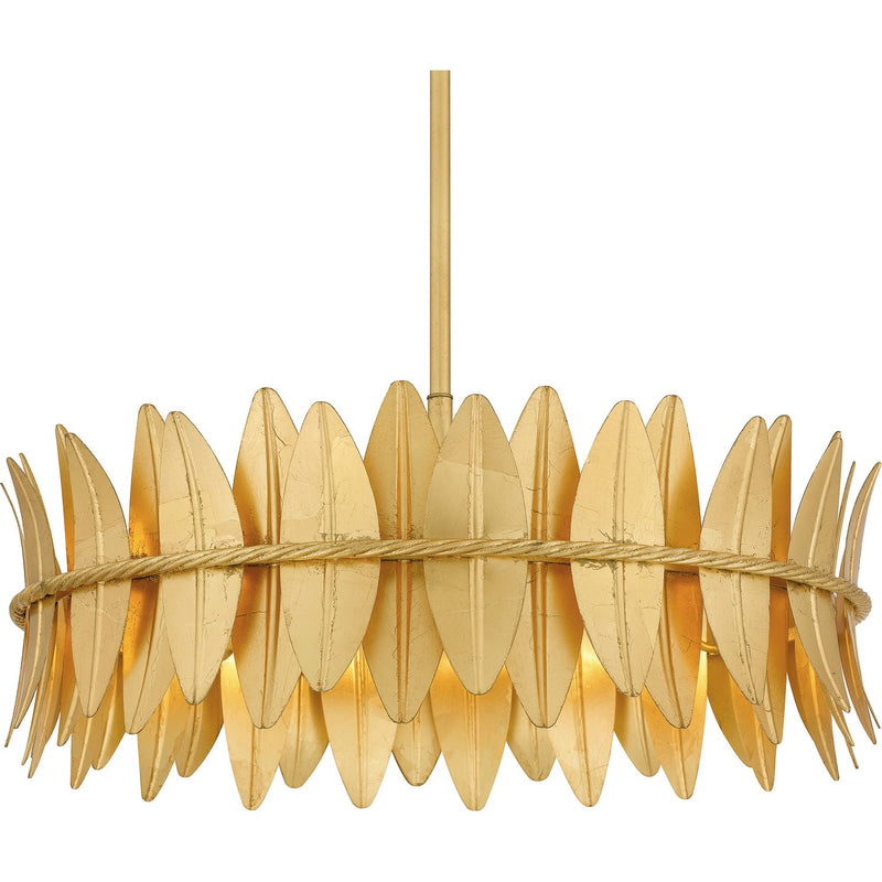 Quoizel LIZ2820GFL Four Light Pendant, Gold Leaf