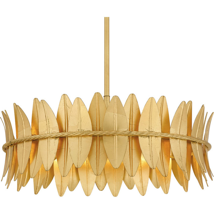 Quoizel LIZ2820GFL Four Light Pendant, Gold Leaf