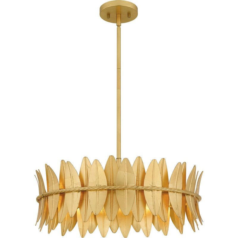 Quoizel LIZ2820GFL Four Light Pendant, Gold Leaf