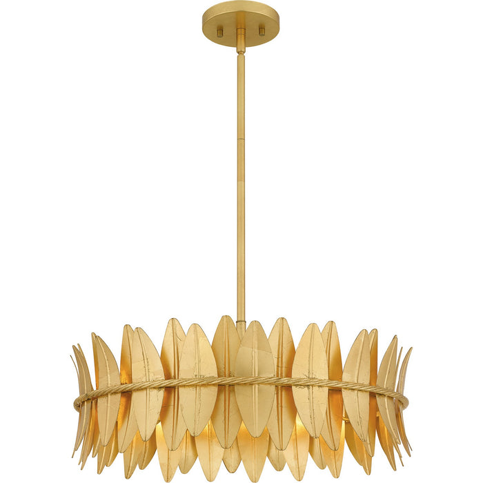 Quoizel LIZ2820GFL Four Light Pendant, Gold Leaf
