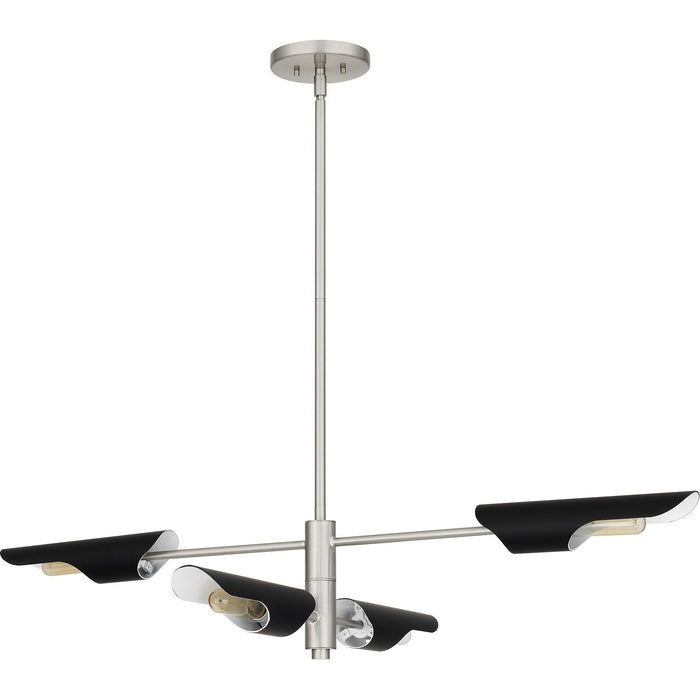 Quoizel LOI444BN Four Light Linear Chandelier, Brushed Nickel
