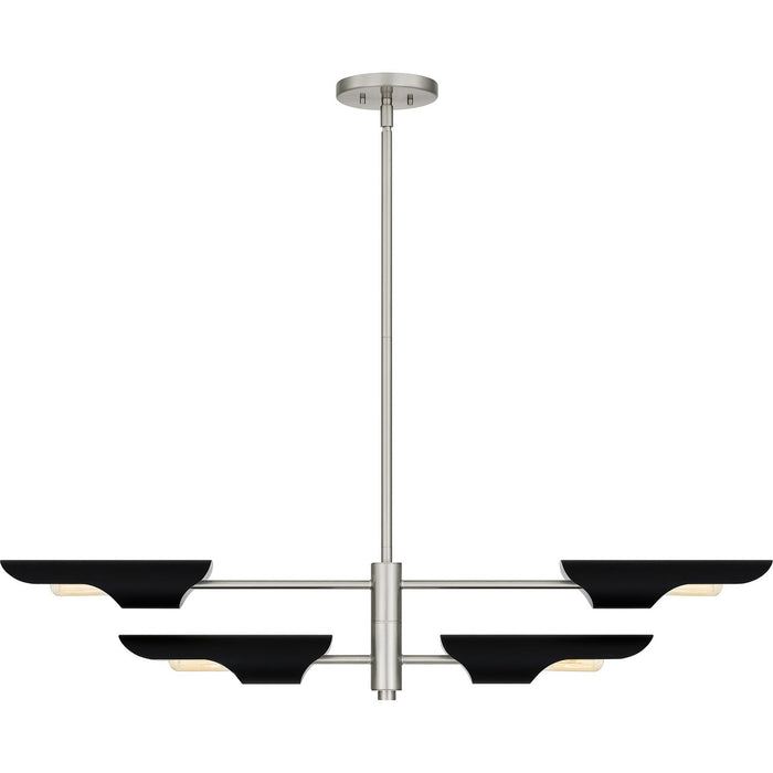Quoizel LOI444BN Four Light Linear Chandelier, Brushed Nickel