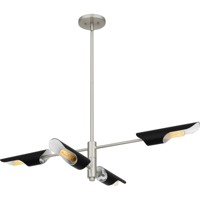 Quoizel LOI444BN Four Light Linear Chandelier, Brushed Nickel