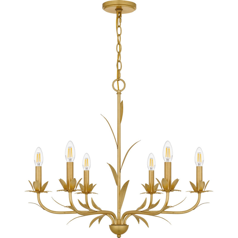 Quoizel MAA5027GFL Six Light Chandelier, Gold Leaf