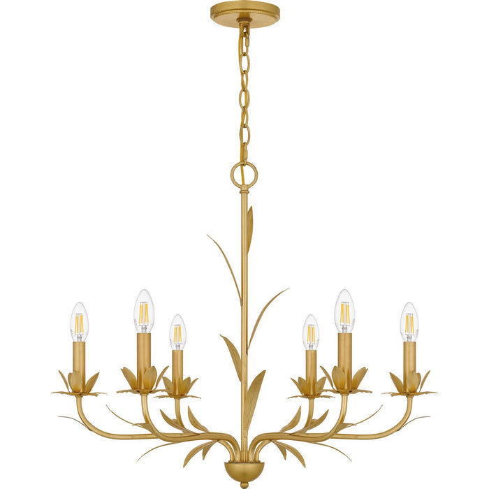 Quoizel MAA5027GFL Six Light Chandelier, Gold Leaf