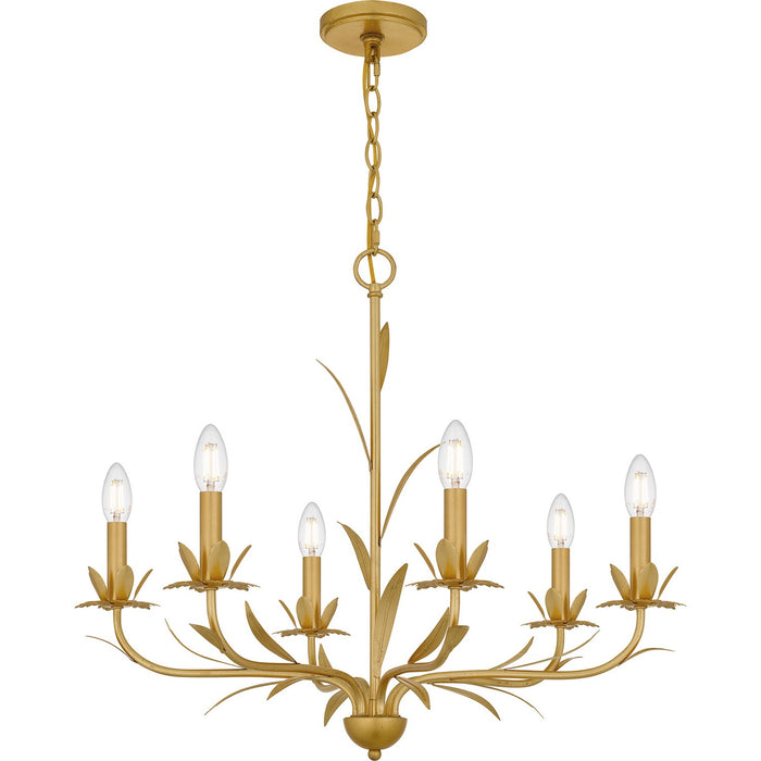 Quoizel MAA5027GFL Six Light Chandelier, Gold Leaf