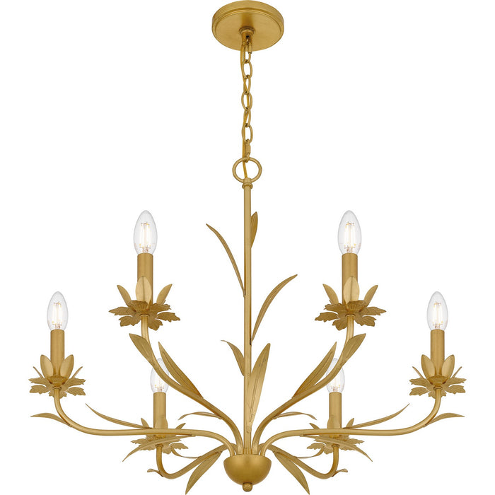Quoizel MAA5027GFL Six Light Chandelier, Gold Leaf