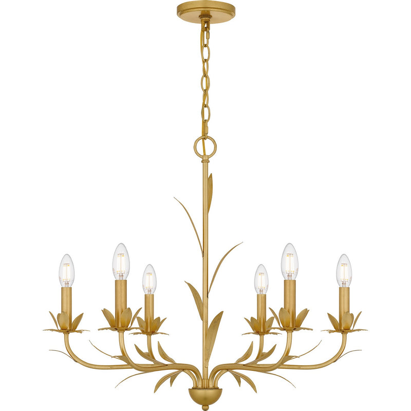 Quoizel MAA5027GFL Six Light Chandelier, Gold Leaf