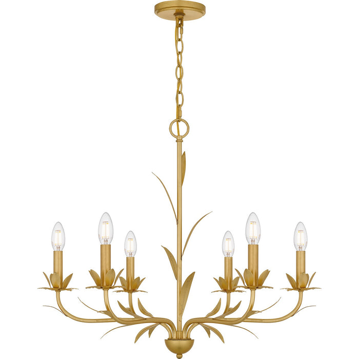Quoizel MAA5027GFL Six Light Chandelier, Gold Leaf
