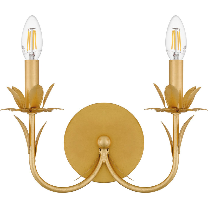 Quoizel MAA8712GFL Two Light Wall Sconce, Gold Leaf