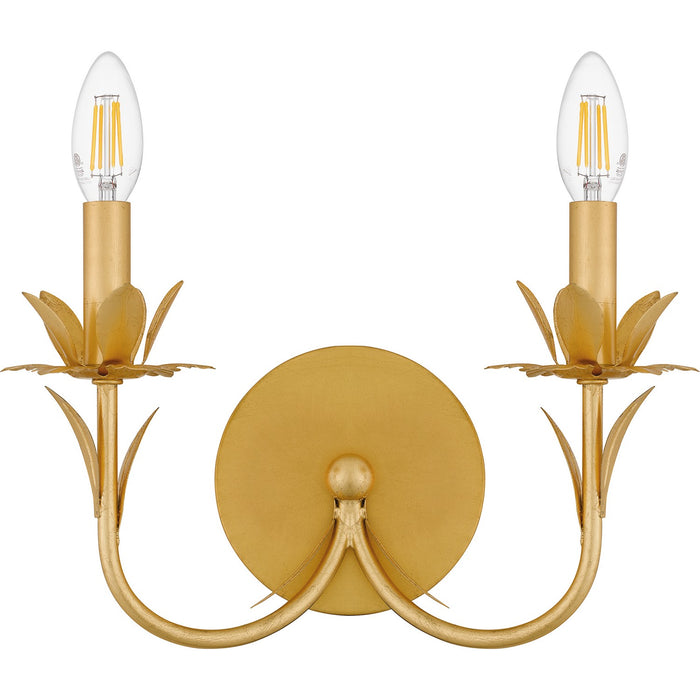 Quoizel MAA8712GFL Two Light Wall Sconce, Gold Leaf
