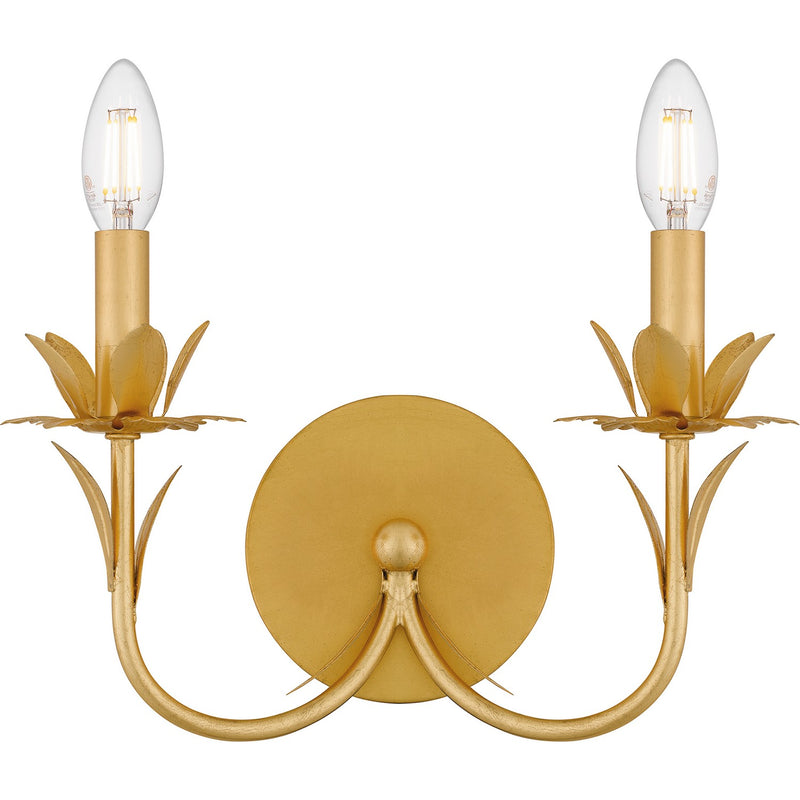 Quoizel MAA8712GFL Two Light Wall Sconce, Gold Leaf