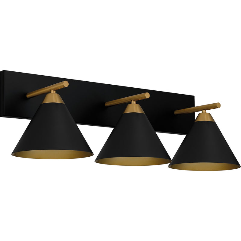 Quoizel MTO8627MBK Three Light Bath, Matte Black