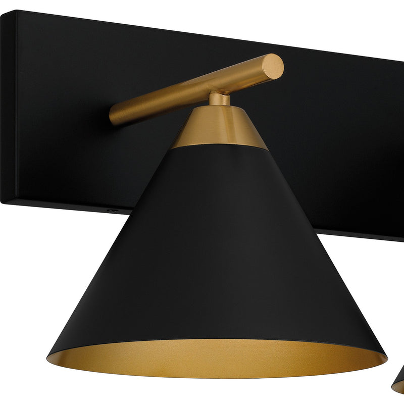 Quoizel MTO8627MBK Three Light Bath, Matte Black