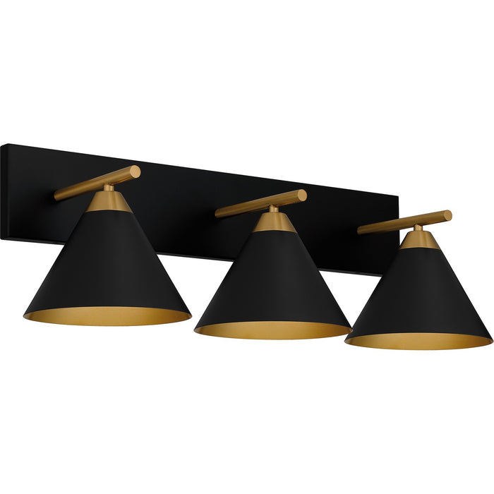 Quoizel MTO8627MBK Three Light Bath, Matte Black