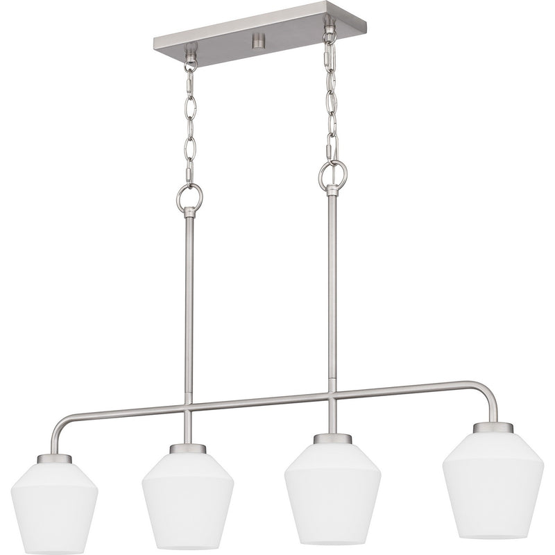 Quoizel NIE436BN Four Light Linear Chandelier, Brushed Nickel